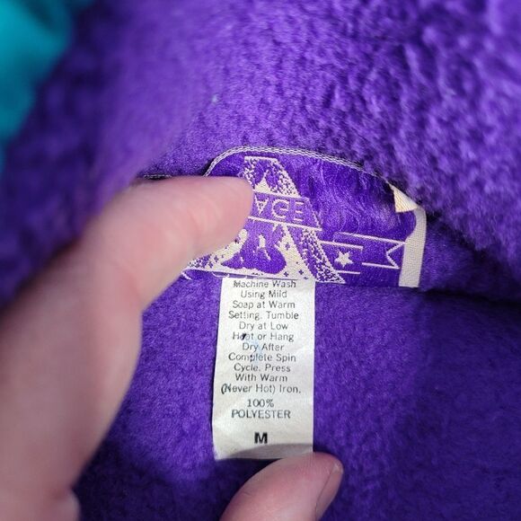VINTAGE 90s fleece purple Cog Railway quarter button pullover‎ unisex M - Picture 6 of 10